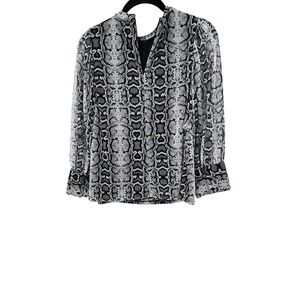 Express Snakeskin Print Long Sleeve‎ Blouse Top Mock Neck Small